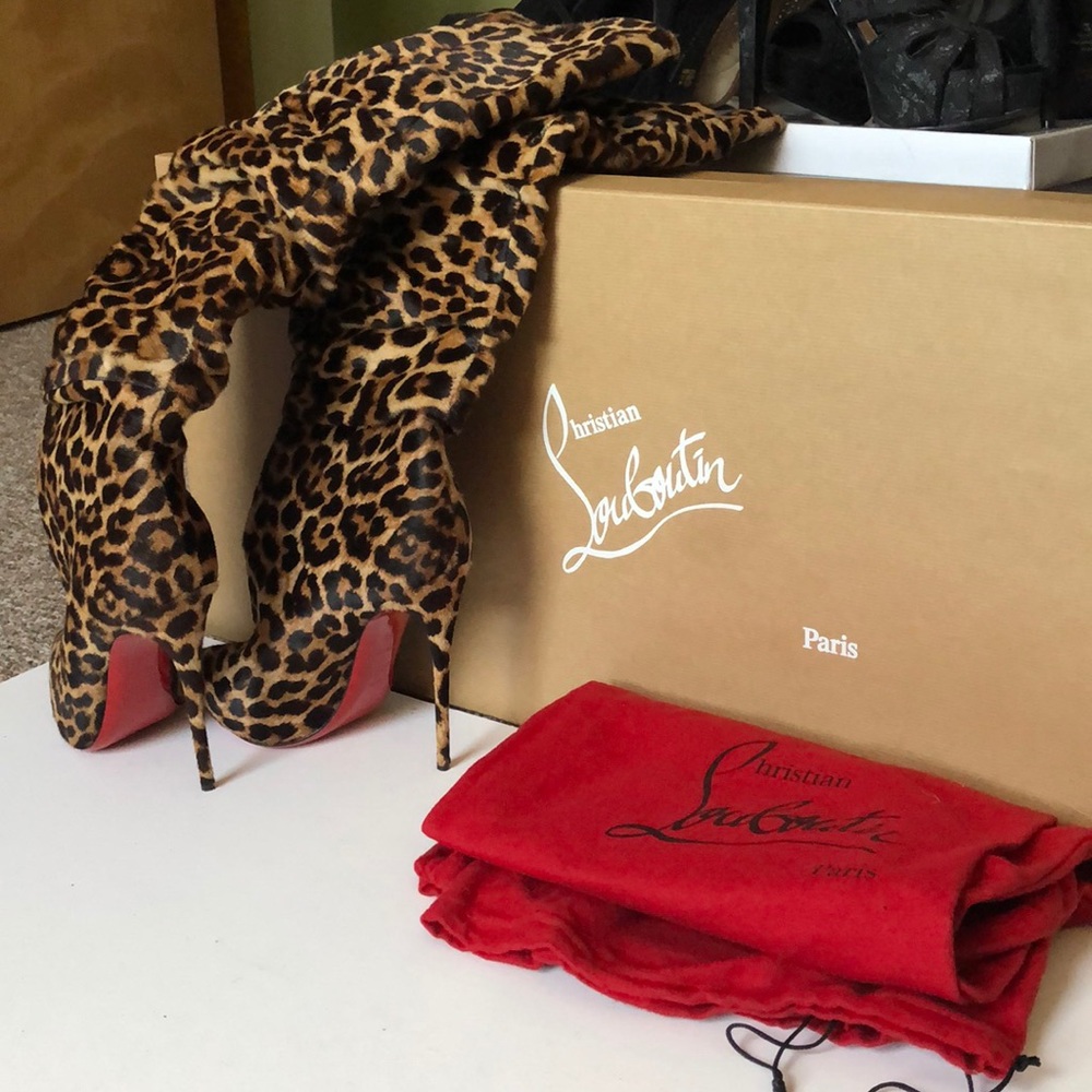 Christian Louboutin Leopard Knee High Boots